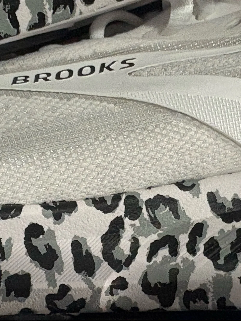 Brooks White Sneakers with Black & Gray Leopard-Print Midsole - Picture 3 of 6